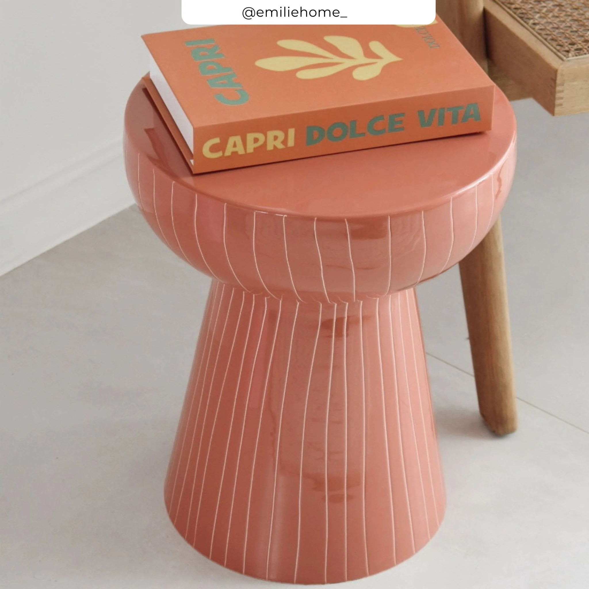 Table d'appoint ronde en métal rose D34.5 cm - Sidonie