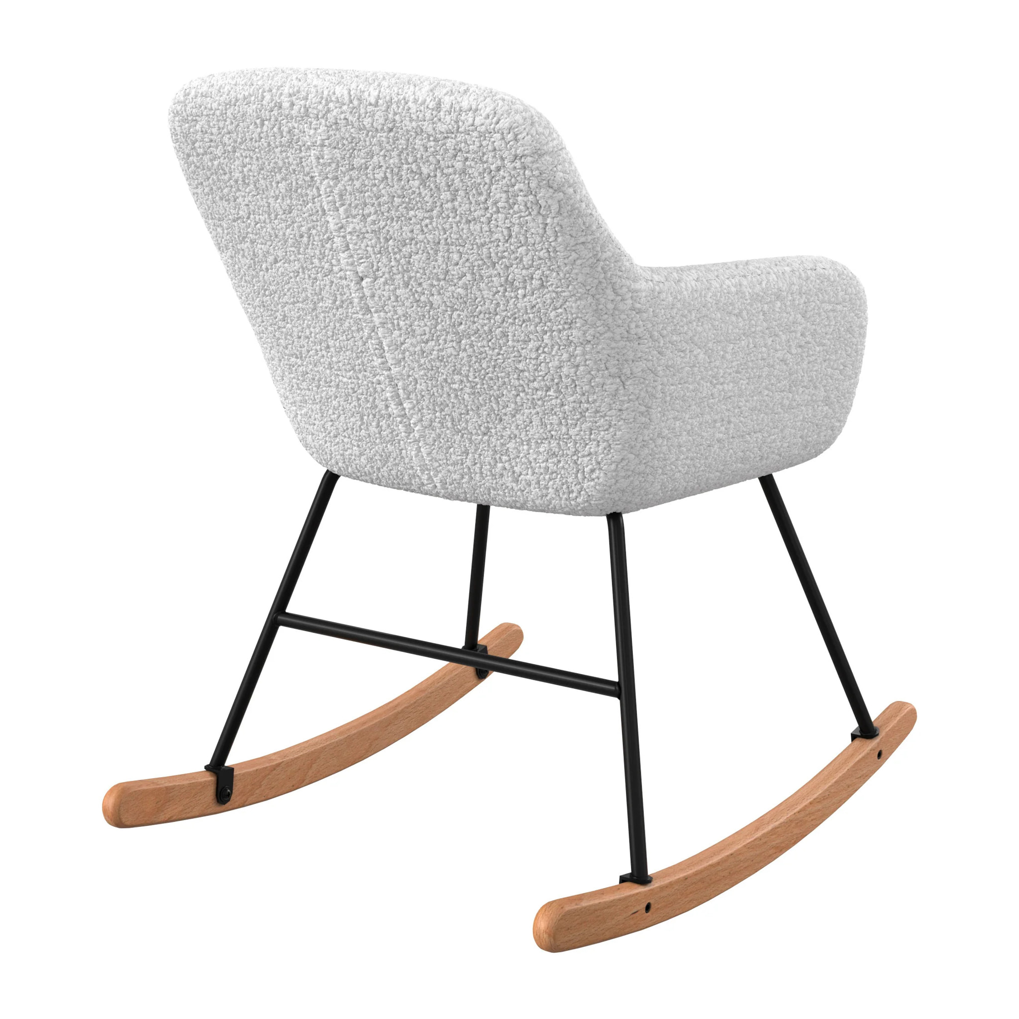 Rocking-chair en tissu bouclé blanc - Isola