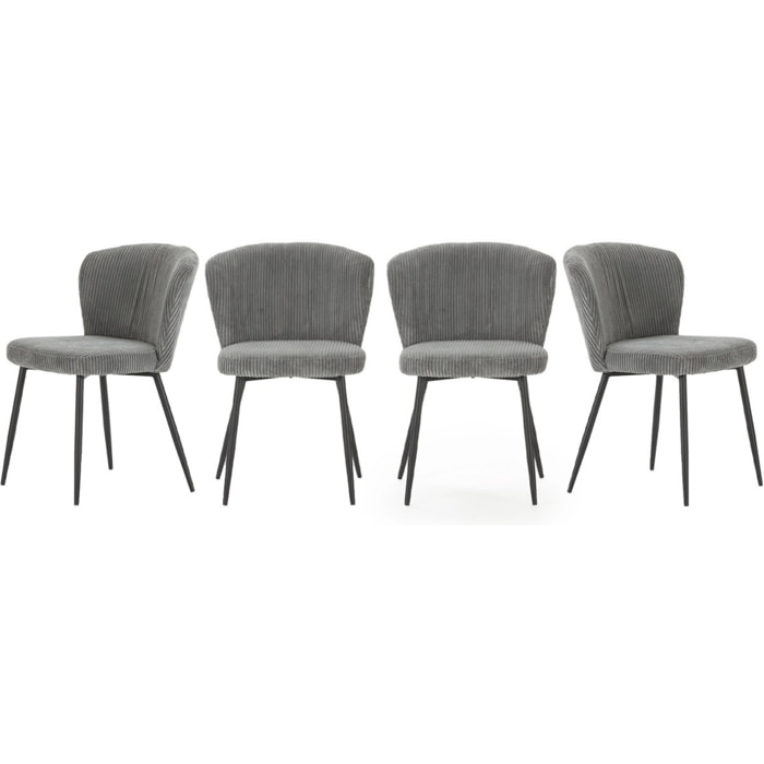 Lot de 4 chaises en velours côtelé - KLARA