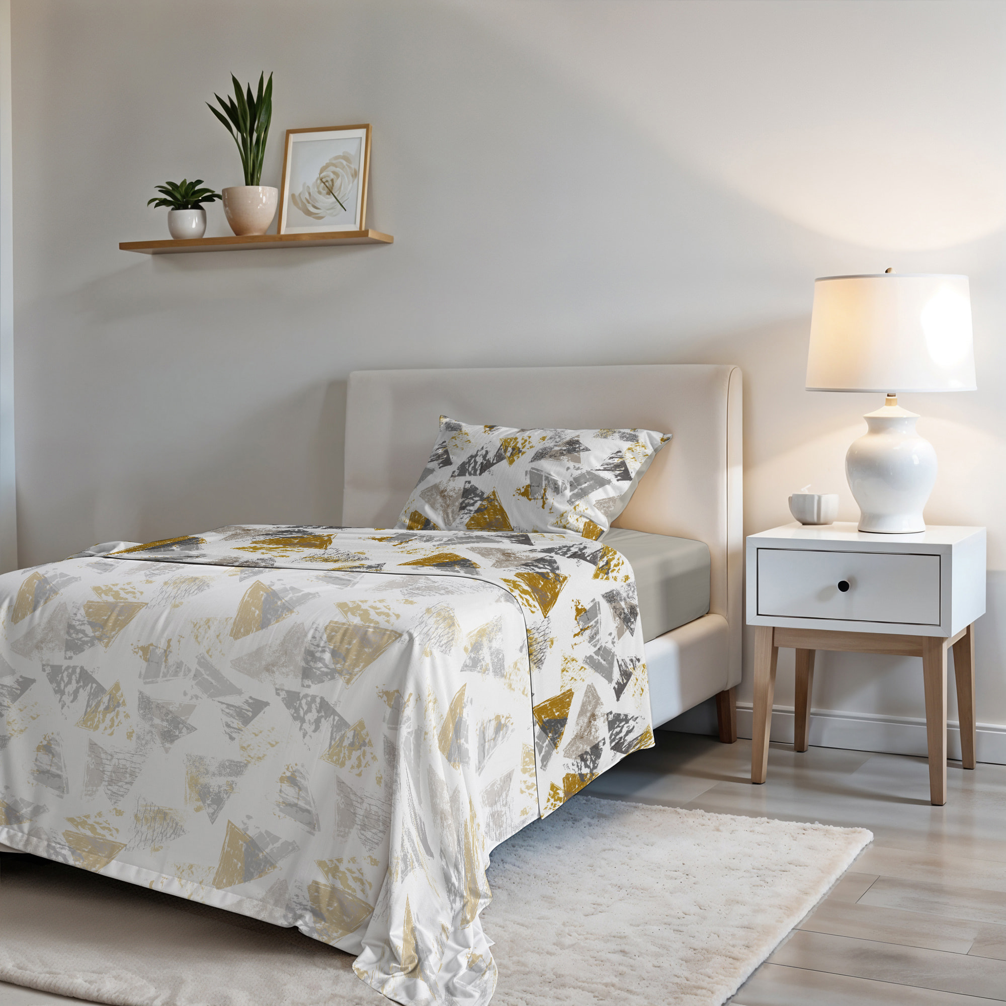 COMPLETO LETTO FASHION, 100% Microfibra, No Stiro - URBAN GIALLO
