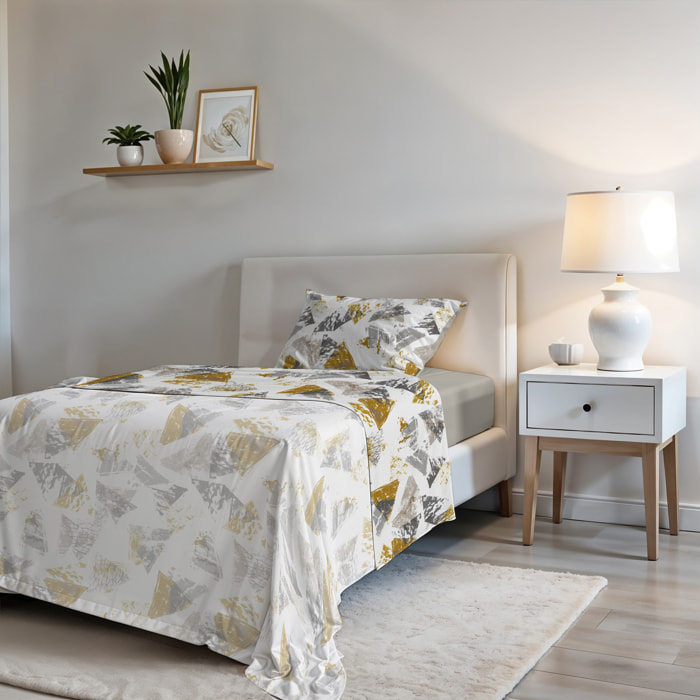 COMPLETO LETTO FASHION, 100% Microfibra, No Stiro - URBAN GIALLO