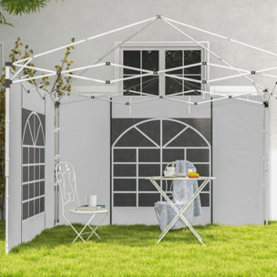 Paredes Laterales para Carpa de 2 Paneles 295x195 cm Cortina Lateral de Tela Oxford con Ventana Enrollable y Puerta con Cremallera para Carpa 3x3 m o 3x6 m Blanco