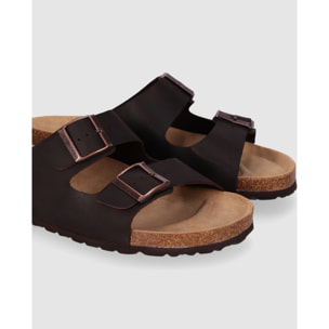 Sandalias de Piel - Marron - Tacón: Bajo