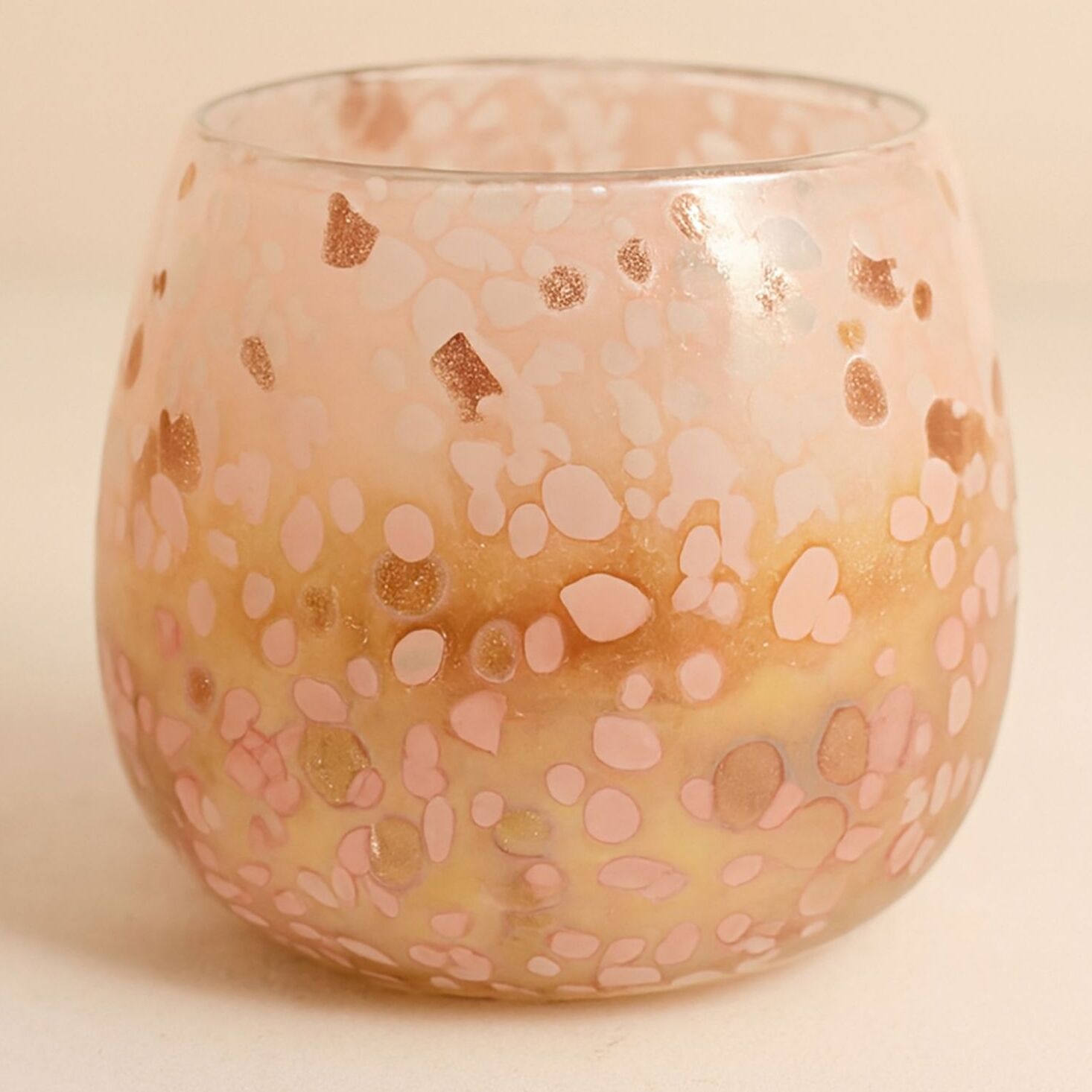 Pot rose poudré en verre soufflé h12cm COPPRA