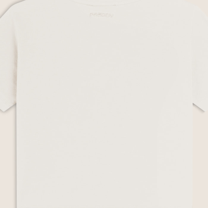 T-shirt Cropped girocollo fit comfort con ricamo