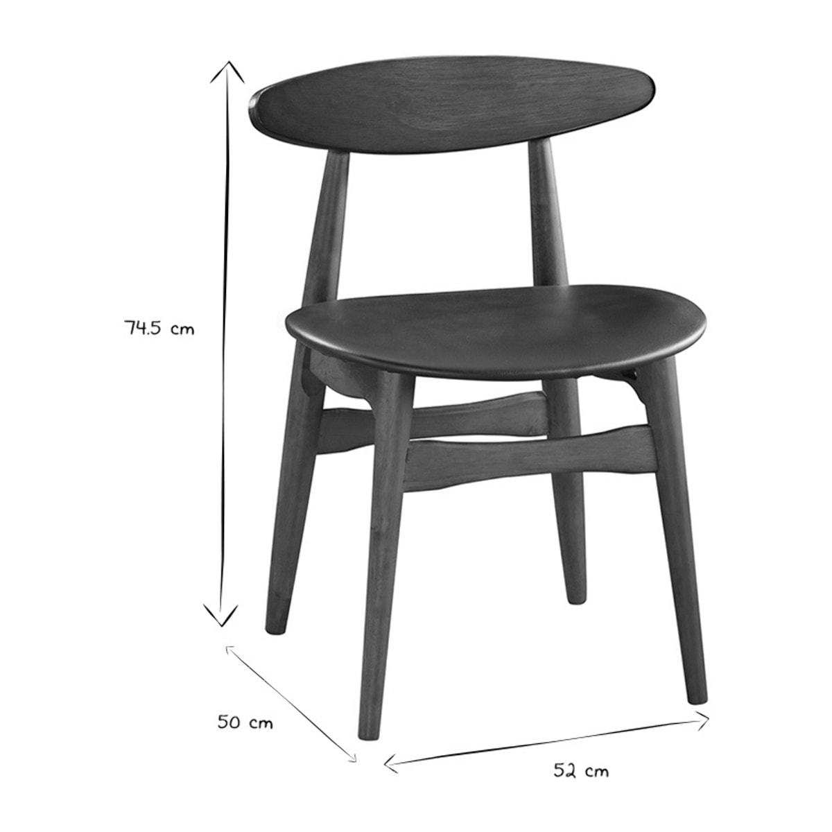 Chaises vintage en bois foncé et noir (lot de 2) WALFORD