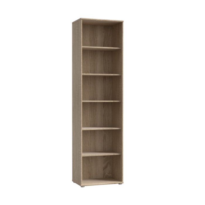 Étagère H. 198 x L. 54 cm décor chêne sonoma avec 5 étagères - MIA