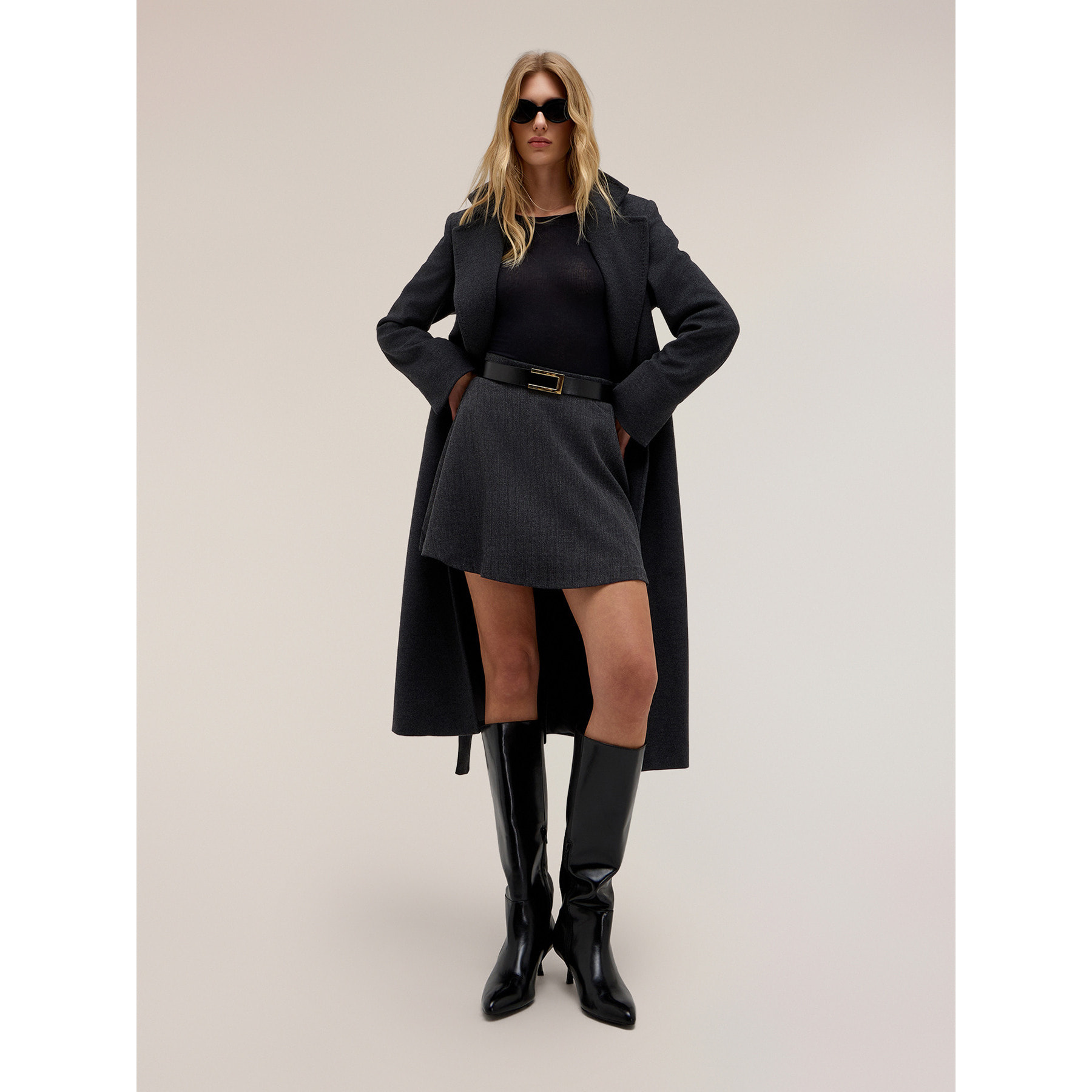 Motivi - Cappotto cinturato misto cashmere The Tailoring lab - Grigio