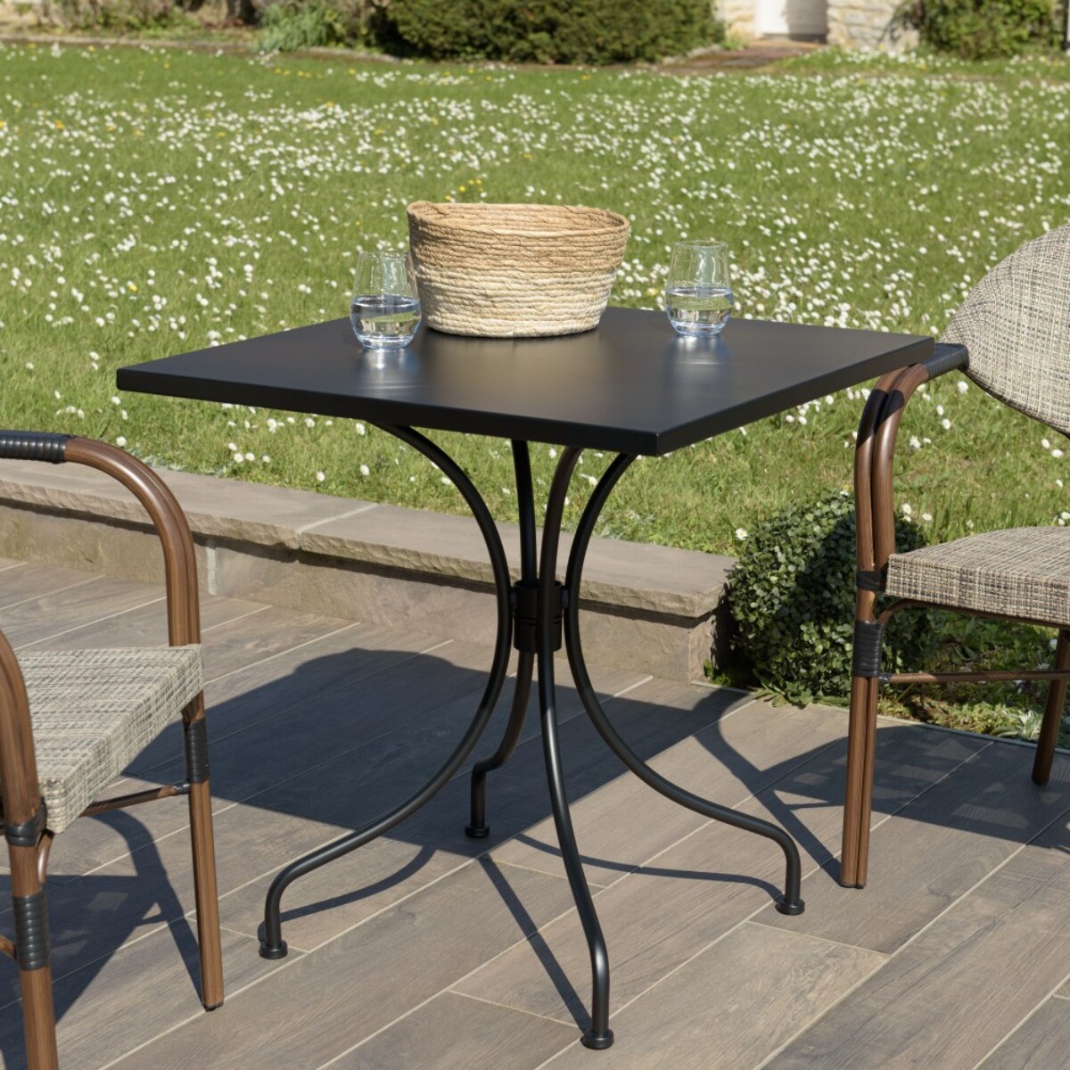 VIANNEY - Table de jardin carrée 2 personnes 70x70cm