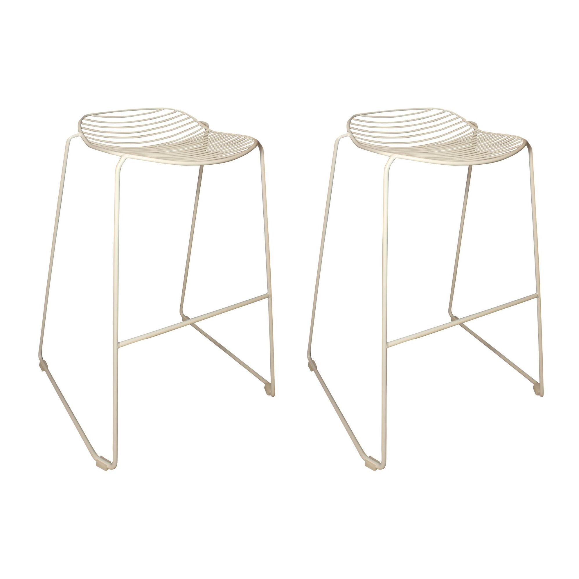 LOT 2 TABOURETS D' EXTERIEUR EN METAL BLANC EMPILABLES AUSTIN