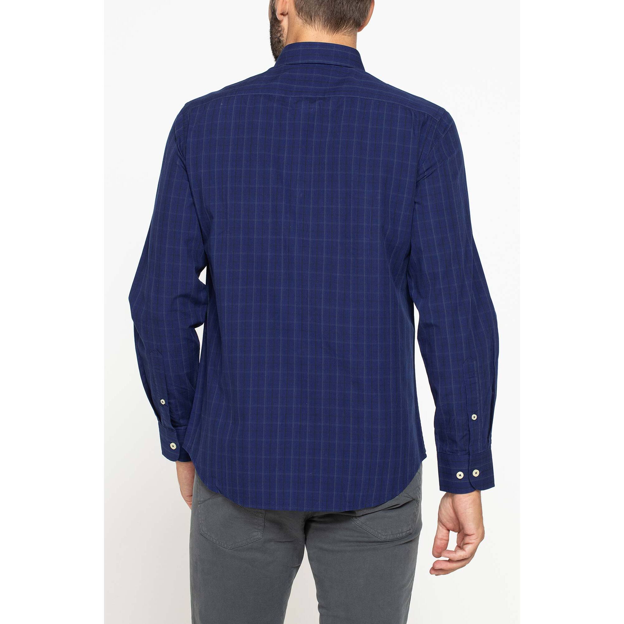 CAMICIA FANTASIA TINTO FILO CON COLLO BUTTON-DOWN