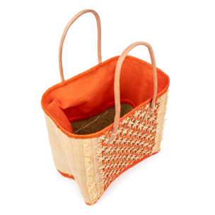 Villafrati bolso de hombro mujer. Fabricado en rafia y paja, con asas de cuero.