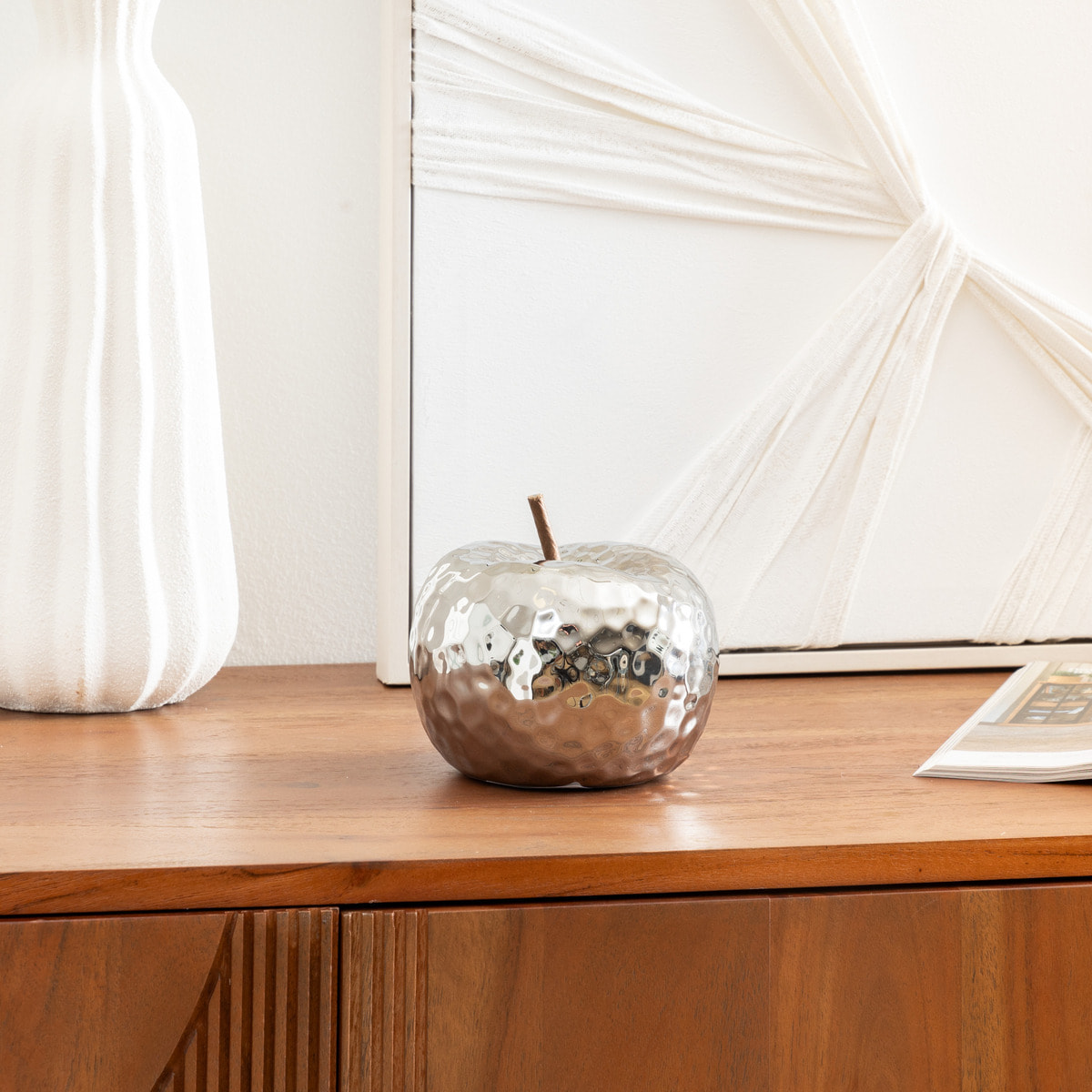 Pomme déco Pamela H.14cm céramique argenté