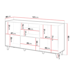 Come - buffet bas - effet bois - 2 portes, 1 tiroir et 1 niche - 150 cm - Bois