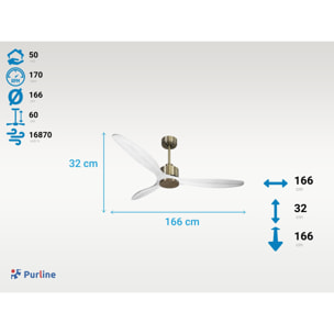 Ventilateur de plafond Wifi Moteur à courant continu Télécommande Hypersilence Mémoire