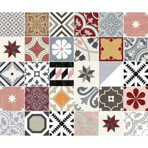 Stickers décoration Meuble - Sticker adhésif Cuisine Salon - 30 STICKERS CARREAUX DE CIMENT MEUBLE AUTHENTIQUES HURIVIA