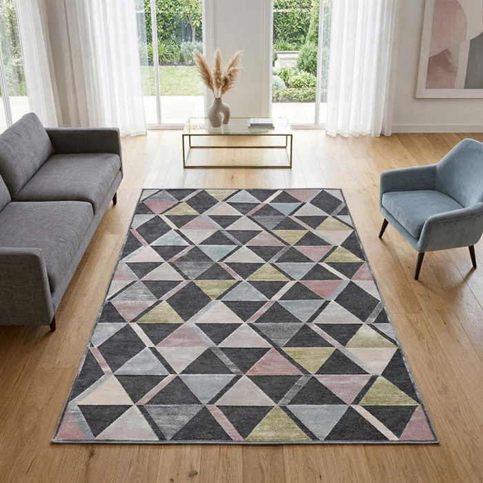 Tapis salon et chambre tissé en viscose motif scandinave SEHI