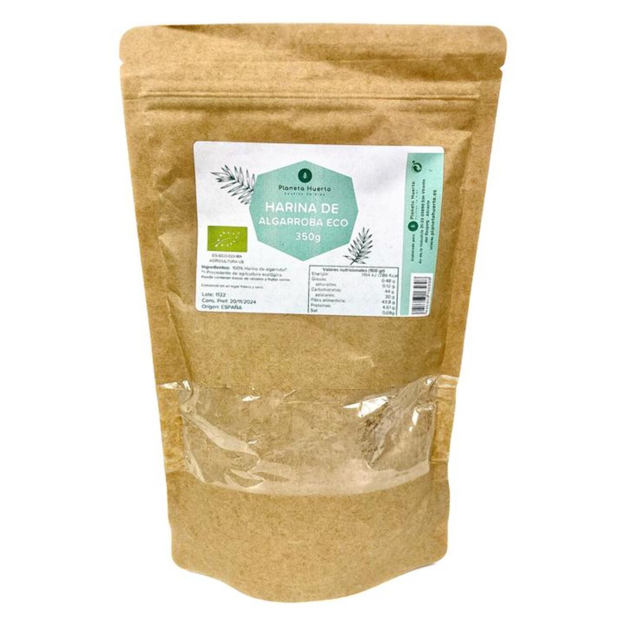 PLANETA HUERTO | Harina de Algarroba ECO 350 g - Natural, Nutritiva y Versátil para Repostería y Más