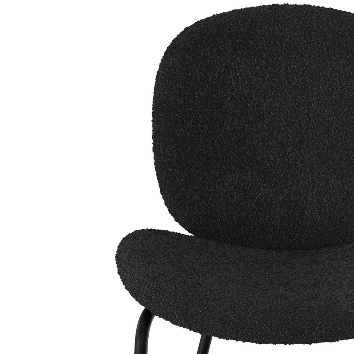 Lot de 2 chaises en tissu bouclé noir et pieds en métal noir - Iris