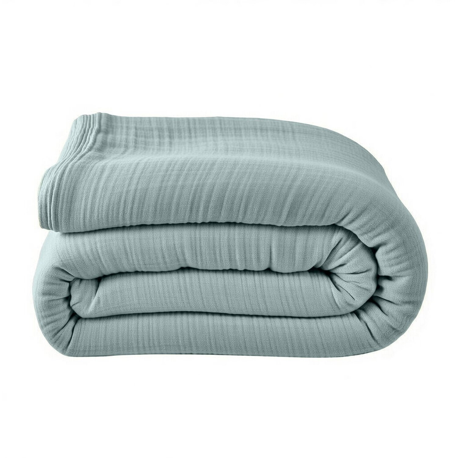 Housse de couette 100% gaze de coton lavé bleu givrée