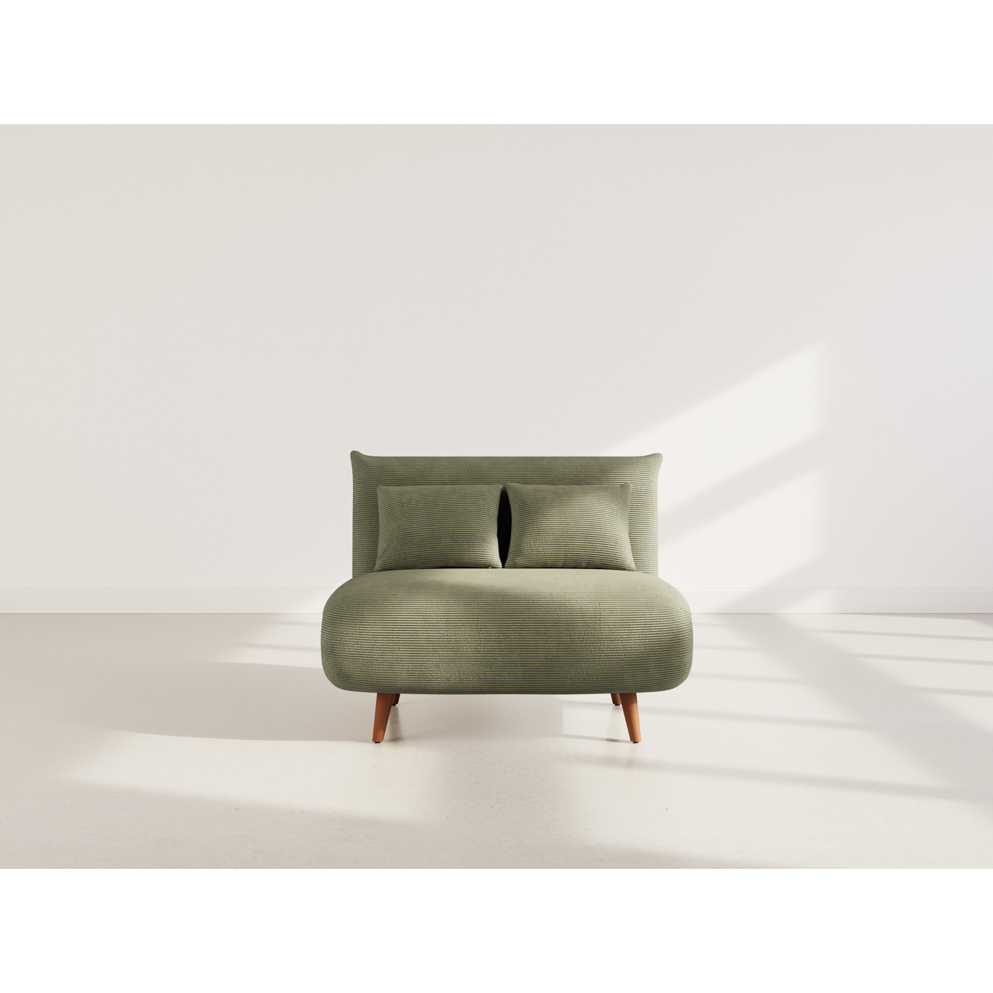 Lumi - Banquette convertible clic-clac 1 place en velours côtelé - Vert