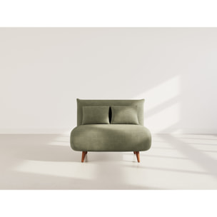 Lumi - Banquette convertible clic-clac 1 place en velours côtelé - Vert