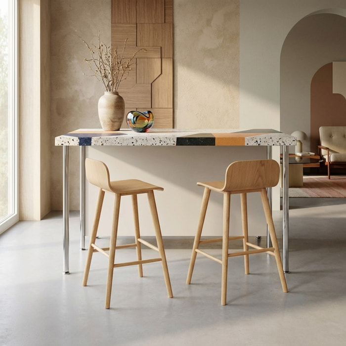Tabouret de bar scandinave bois d'hévéa 67,5cm (lot de 2) CASSIA