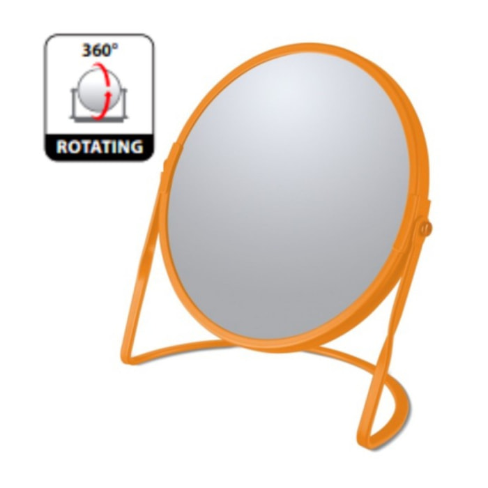 Miroir grossissant sur pied Acier AKIRA Orange mat Spirella