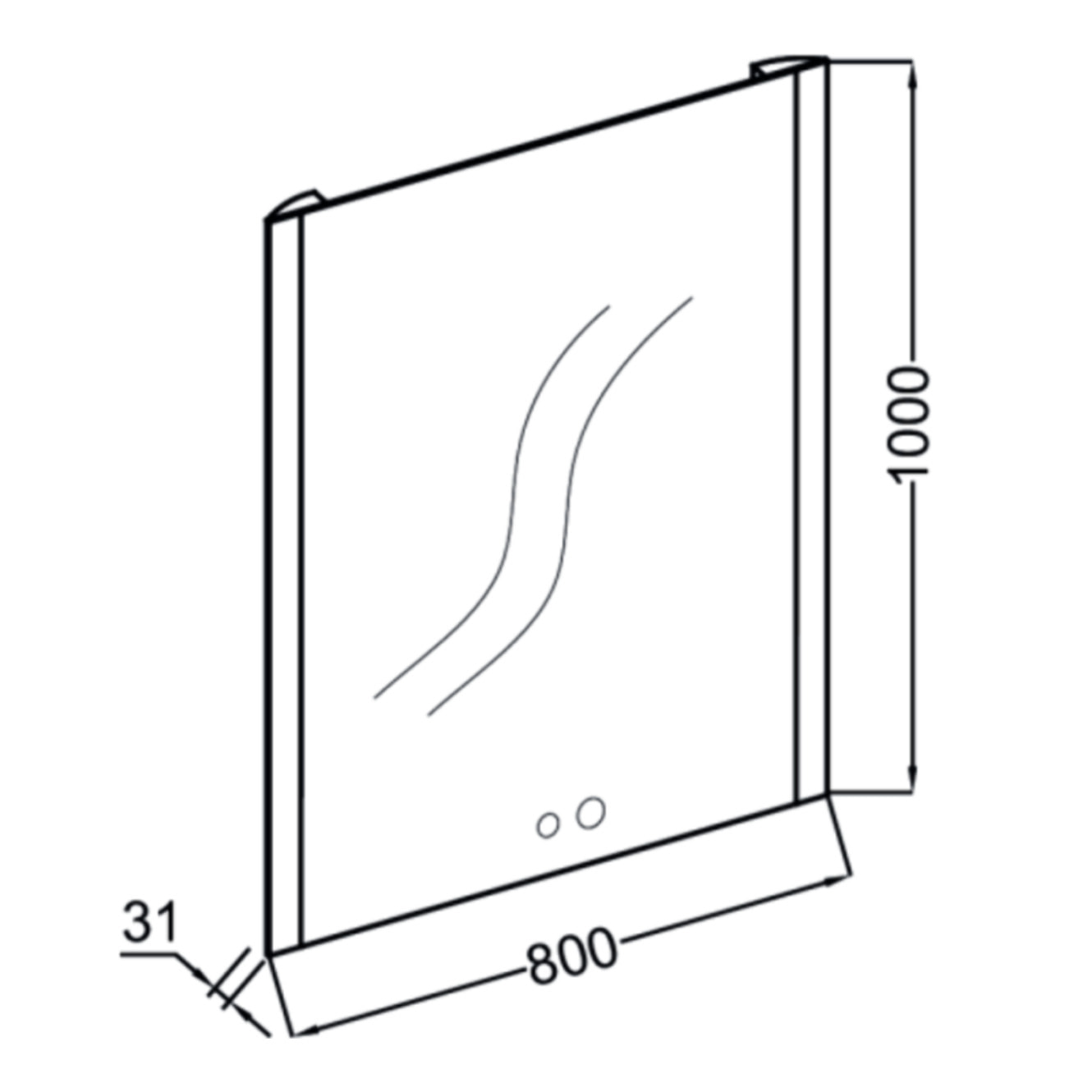 Miroir LED 2 trous 80 cm + mitigeur lavabo encastré Grands Boulevards Noir mat + corps encastré