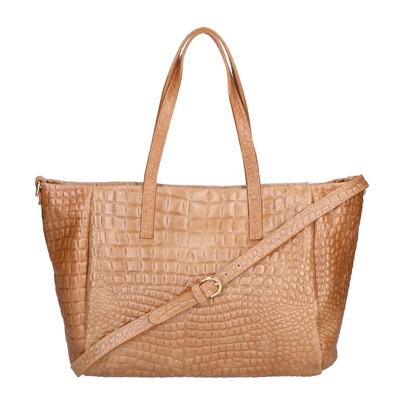 Borsa a spalla da donna - Modello Lorella - Vera pelle croco - 37.0 x 23.0 x 10.0 cm