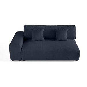 Garance - module d'assise 3 places avec accoudoir gauche - en velours côtelé - Bleu nuit