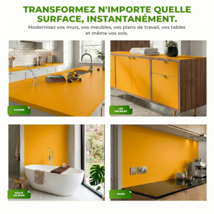 Rouleau adhésif décoratif Vinyle au Mètre - Jaune moutarde - Sticker Lavable Imperméable Mur Cuisine Meubles