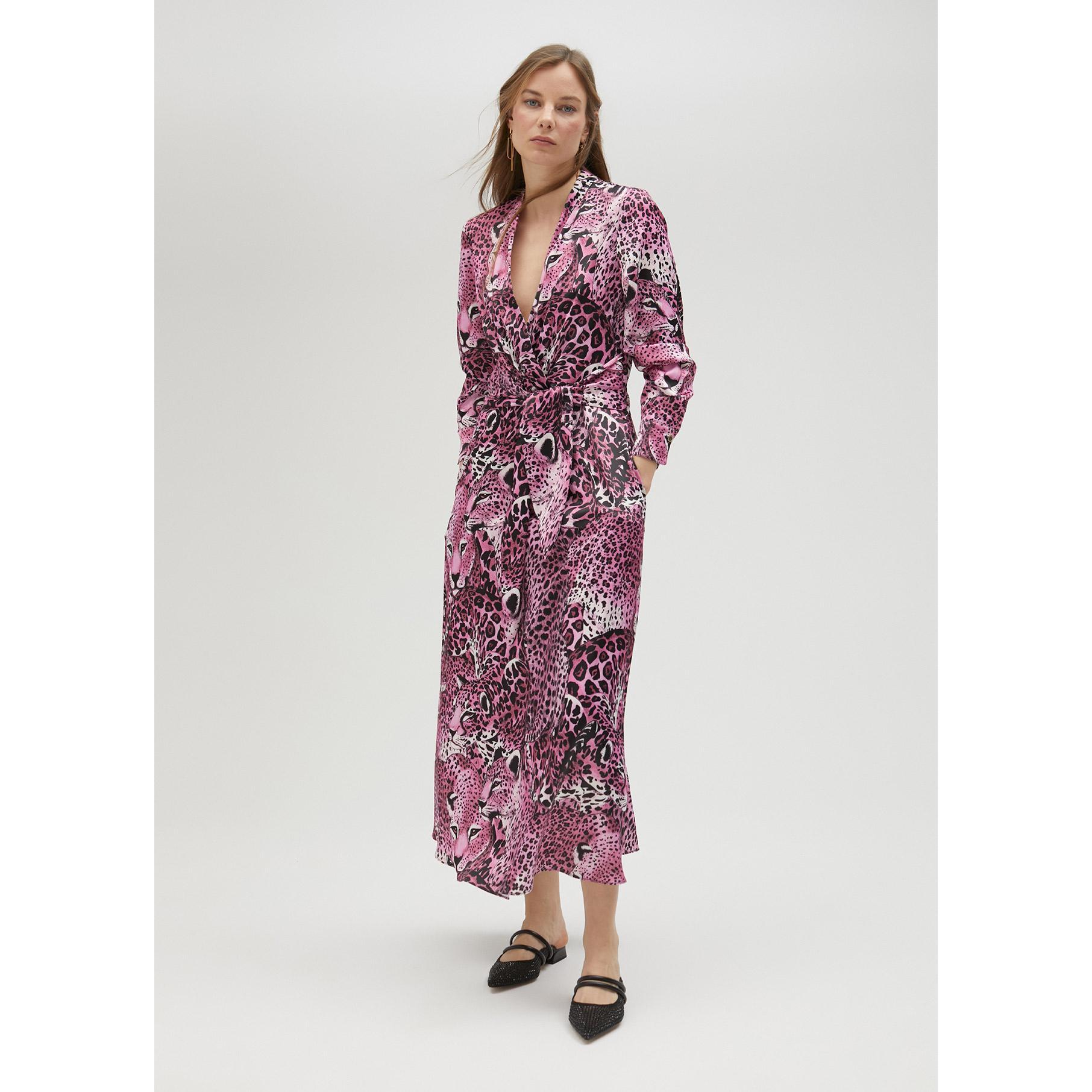 Vestito Camicia Animalier Fucsia