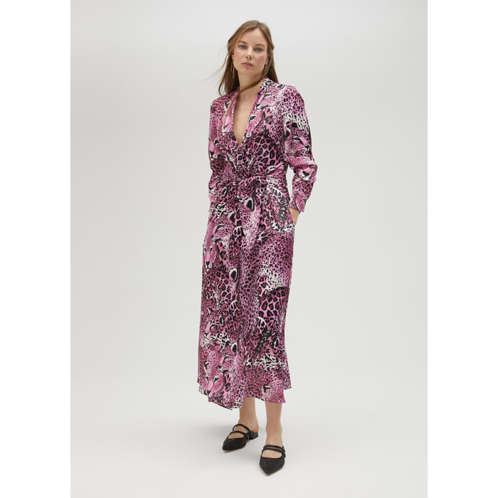 Vestito Camicia Animalier Fucsia