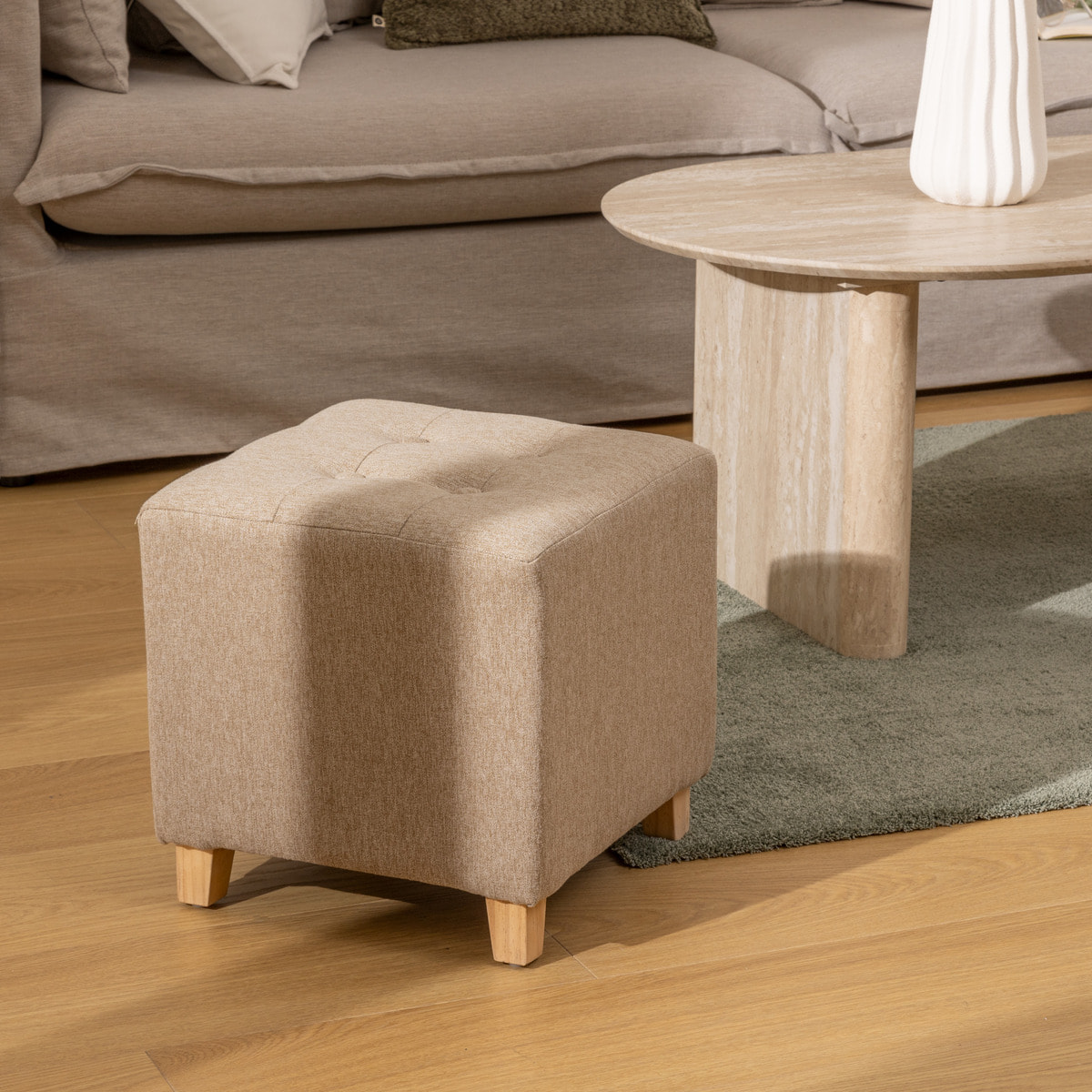 Pouf "Leandre" pin beige 35x35x35cm