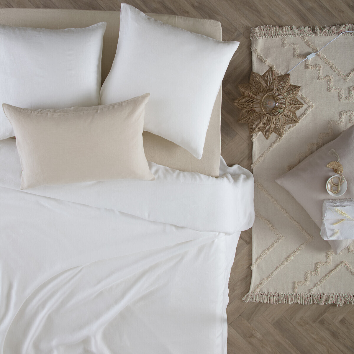Drap-housse "Linah" - naturel - lin lavé 140x190 cm