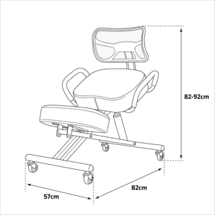 Neil - Sedia Sgabello Ergonomico Posturale Ortopedico con Schienale max 110 Kg Nero