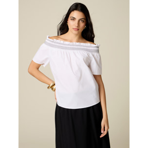 Oltre - Blusa off-shoulders in cotone - Bianco