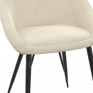 Chaises Dory en velours et pieds noirs - Crème