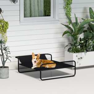 Cama Elevada para Perros, Refrescante y Transpirable, Cama para Perros Pequeños, 91x69x29 cm, Malla de Textilene, Reposacabezas Inclinado, Marco de Metal, para Interior, Exterior, Negro