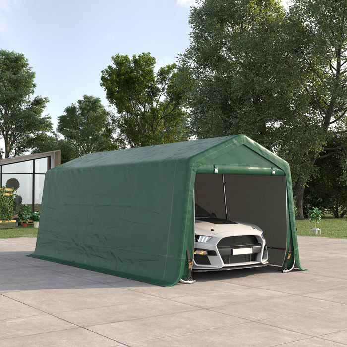 Tente garage carport dim. 6L x 3l x 2,62H m acier galvanisé PE haute densité 180 g/m² imperméable anti-UV vert