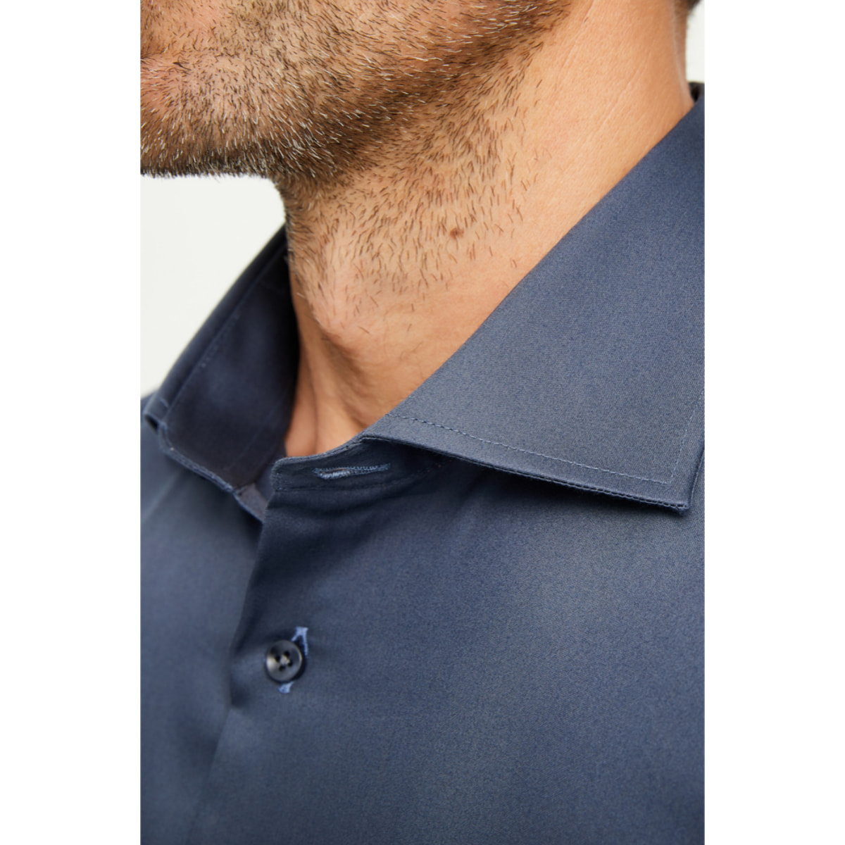 Camicia Uomo 1 Bottone Francese Slim Satin Unito Grigio Scuro