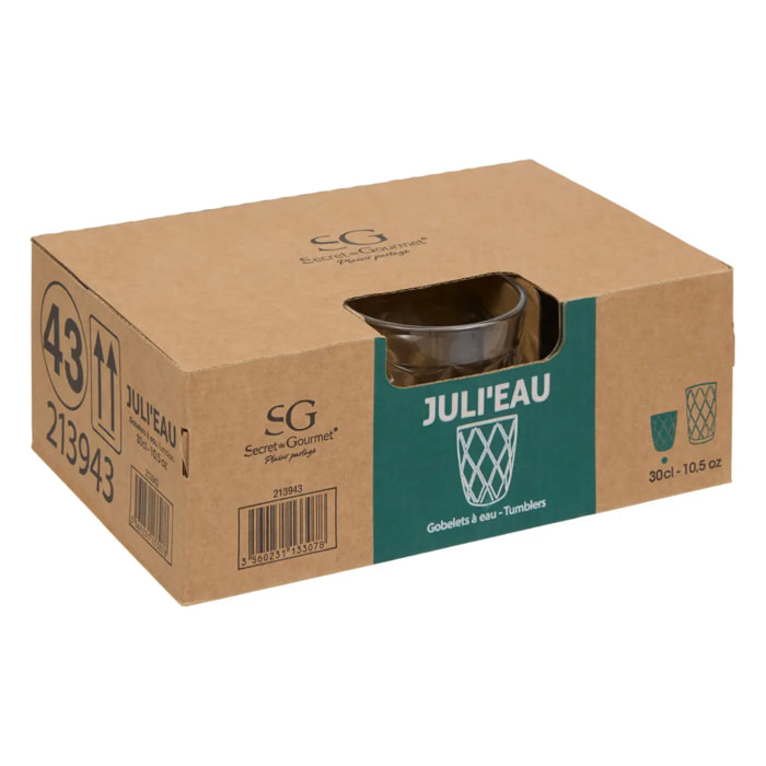 Lot de 6 Gobelets Juli'eau transparent 30cl