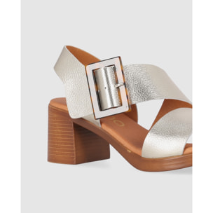 Sandalias de Piel - Oro - Tacón: 6 cm