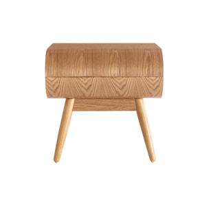 Table de chevet avec tiroir vintage bois clair L45 cm (lot de 2) BJORG