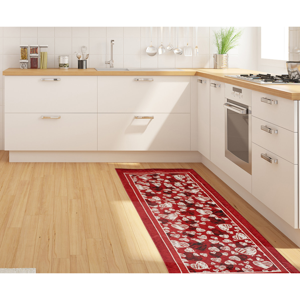 TAPPETO DA CUCINA MELODY ROSSO CON FONDO ANTISCIVOLO