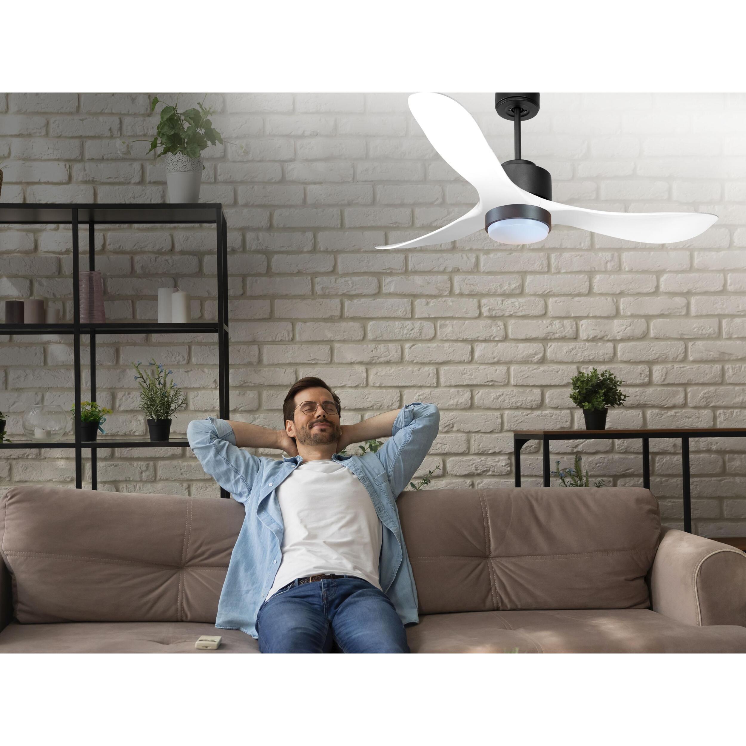 Ventilateur de Plafond ø132 cm avec Wifi Réversible Hypersilence pour 35 m² 18 W Noir