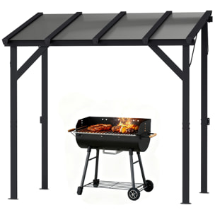 Pergola adossable barbecue acier alu polycarbonate