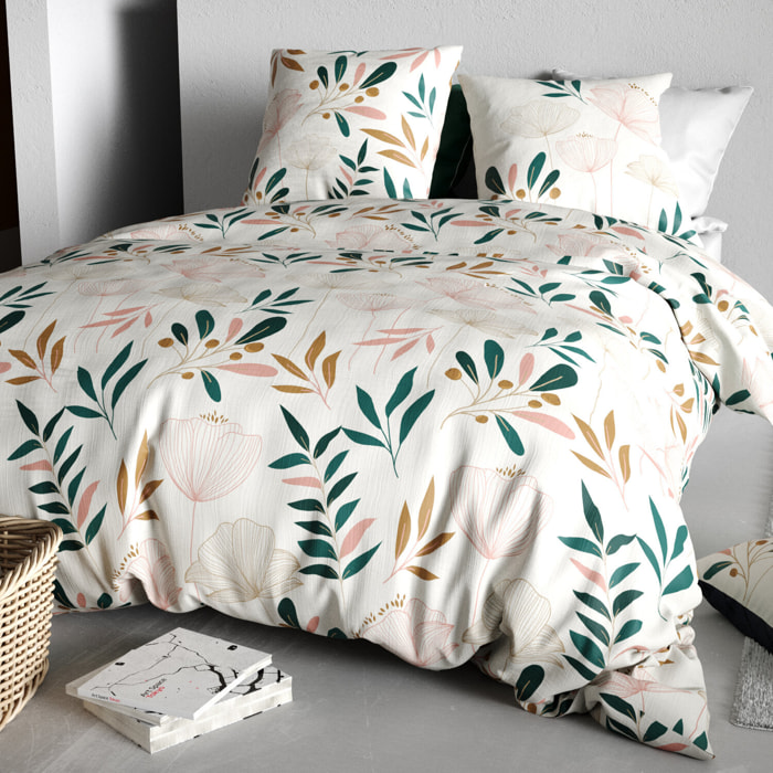 Parure housse de couette imprimé 100% coton - kano - beige