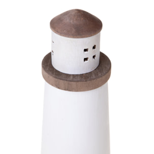 Faro Rotondo Legno 10,5Xh.33 Cm - Pezzi 1 - 10,5X33X10,5cm - Colore: Bianco - Bianchi Dino - Decori Casa E Complementi